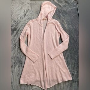 Kier + J Cashmere Sweater Hooded Cardigan Ballet Pink Medium